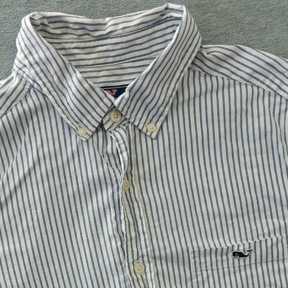 Vineyard Vines Mens Large Classic Fit Short Sleeve Striped Button Down Shirt